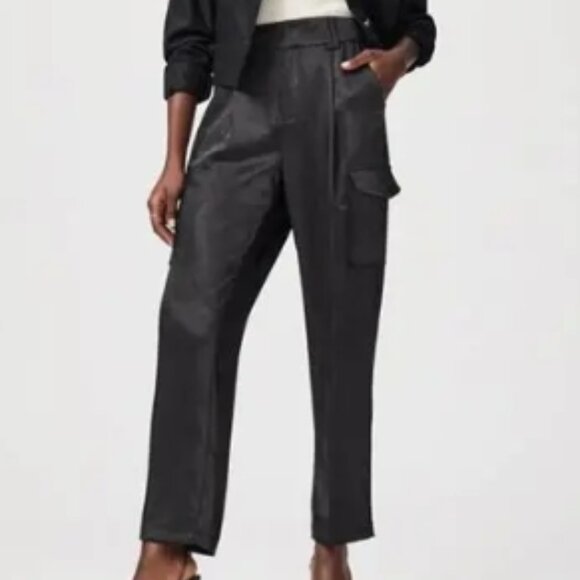 PAIGE Malika Satin Cargo Pants – Black, Size 2, NWT - Picture 1 of 13